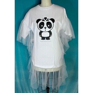 Nicopanda Sweatshirt w/Tulle White w/Black Panda Size Small Dance New with Tags